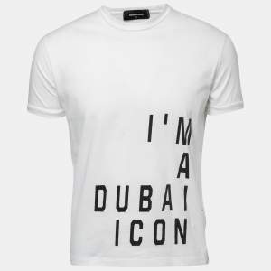 Dsquared2 White I'M a Dubai Icon Print Cotton Crew NecK T-Shirt S