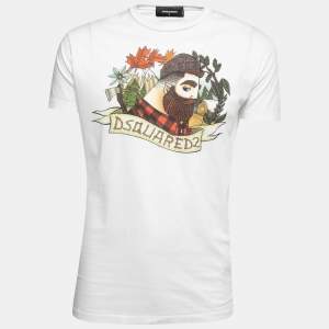 Dsquared2 White Lumberjack Print Cotton Crew Neck T-Shirt M