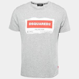 Dsquared2 Grey Cotton Logo Print Crewneck T-Shirt XL