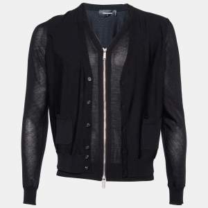 Dsquared2 Black Wool Double Layered Cardigan S