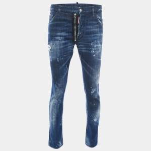 Dsquared2 Blue Washed & Distressed Denim Jeans XL Waist 38"