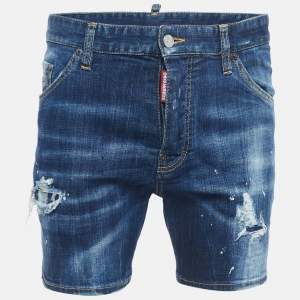 Dsquared2 Blue Distressed Ripped Denim Shorts M
