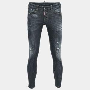 Dsquared2 Grey Distressed Denim Skinny Jeans L Waist 33"