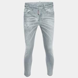 Dsquared2 Light Grey Distressed Skater Skinny Jeans S Waist 30"