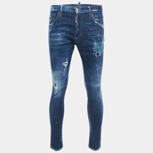 Dsquared2 Blue Distressed Denim Dan Skinny Jeans M Waist 34"