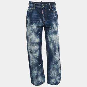 Dsquared2 Blue Washed Painted Effect Denim Jeans M Waist 32"