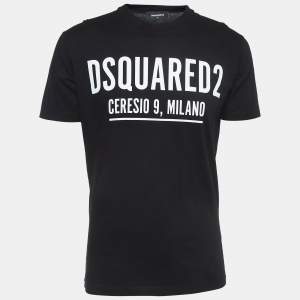 Dsquared2 Black Logo Print Cotton Crew Neck T-Shirt M