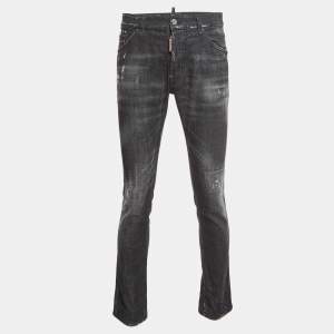 Dsquared2 Black Washed Distressed Denim Buttoned Jeans M Waist 32"