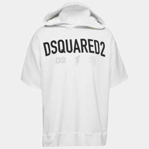 Dsquared2 White Logo Print Cotton Hooded Sweatshirt M