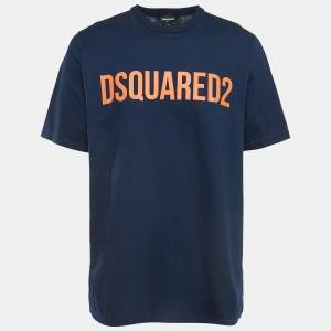 Dsquared2 Navy Blue Logo Printed Cotton T-Shirt M