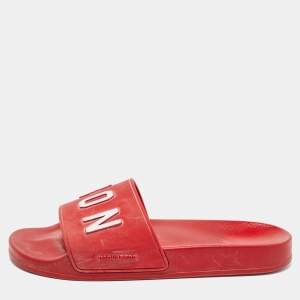 Dsquared Red Rubber Icon Embossed Beach Slides Size 41