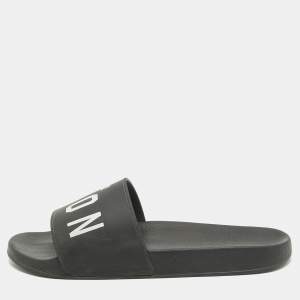 Dsquared2 Black Rubber Slide Sandals Size 44