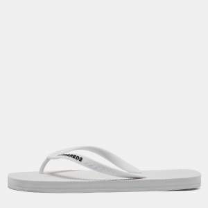 Dsquared2 White Rubber Logo Flip Flops Size 42