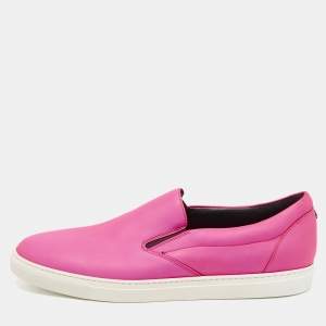 Dsquared2 Neon Pink Leather Slip On Sneakers Size 43
