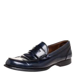 DSquared2 Blue Leather Penny Slip On Loafers Size 41.5