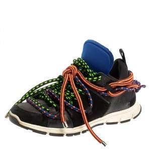 Dsquared2 Black Fabric And Suede Leather Bungy Jump Lace Up Sneakers Size 42