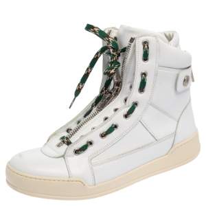 Dsquared2 White Leather High Top Sneakers Size 42.5
