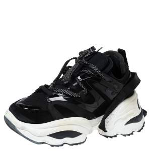 Dsqaured2 Black Fabric And Suede Lace Up Chunky  Sneakers Size 44 