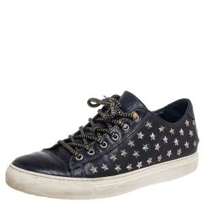 Dsquared2 Black Leather Star Embellished Low Top Sneakers Size 41