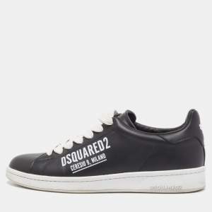 Dsquared2 Black Leather Low Top Sneakers Size 43