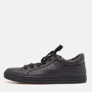 Dsquared2 Black Embossed Python Low Top Sneakers Size 41