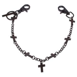 Dsquared2 Aged Bronze Tone Metal Cross Charm Chain Key Ring 