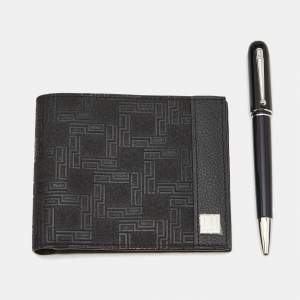 Pre Owned Dunhil Black Sidecar Ballpoint Pen with Wallet Set