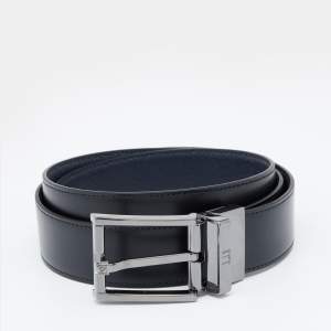 Dunhill Black/Navy Blue Leather Reversible Buckle Belt 107 CM