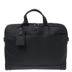 Dunhill Black Nubuck Leather Zip Briefcase Bag