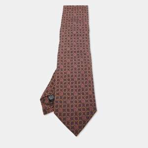 Dunhill Dark Purple Geometric Print Silk Tie 