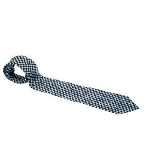 ربطة عنق دنهل مربعات تقليدية مطبوع نقشة حيوانات حرير أزرق