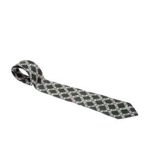 Dunhill Olive Green Argyle Pattern Silk Tie 