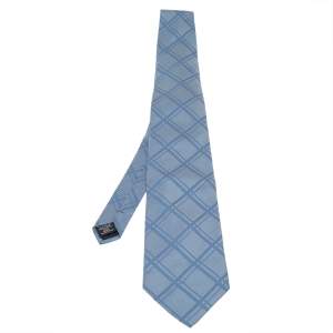 Dunhill Blue Check Patterned Traditional Silk Tie