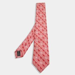 Dunhill Pink Animal Print Silk Tie