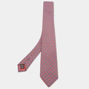 Dunhill Red Square linked Alfred Dunhill Print Silk Tie