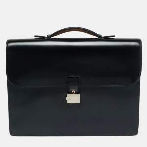 Pre Owned Dunhill Black Glossy Leather Confidential Briefcase