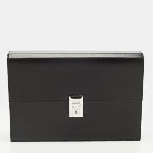 Pre Owned حقيبة كلتش معصم دنهل جلد سوداء