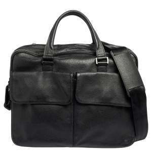 Dunhill Black Leather Laptop Briefcase