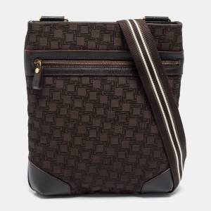 Dunhill Brown Canvas and Leather Messenger Bag