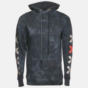 D`yavol X Navy Blue Perfectly Flawed Embroidery Cotton Blend Hooded Sweatshirt S