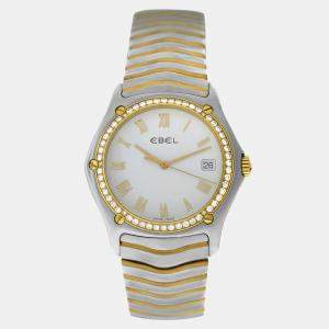 Pre Owned Ebel Classic Wave E1187F44 Quartz Diamond 18K Yellow Gold Stainless Steel Men's Wristwatch 38 mm