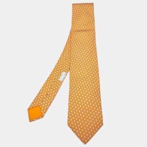 Hermès Orange Cadena H Silk Tie