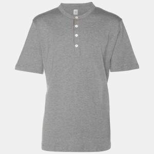 Elevety Dark Grey Jersey Henley T-Shirt XL