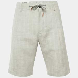 مملوكة مسبقًا Eleventy Grey Linen & Wool Blend Shorts L  