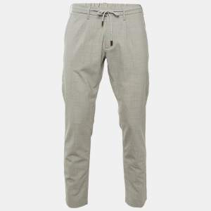 Pre Owned بنطلون إليفنتي صوف رمادي برباط خصر مقاس متوسط / خصر 33 بوصة