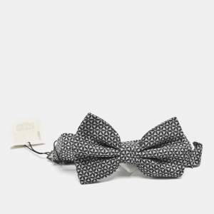 Emporio Armani Grey Patterned Cotton Bow Tie 