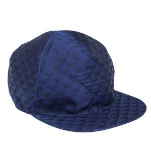 Pre Owned Emporio Armani Royal Blue Logo Pattern Baseball Cap M