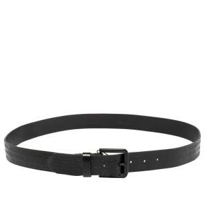 Emporio Armani Black Embossed Logo Leather Douglas Classic Belt 105CM