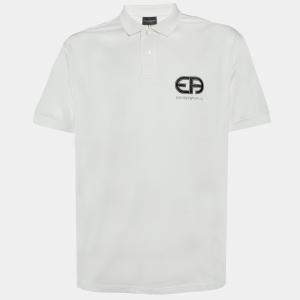 Emporio Armani White Jersey Logo Embroidered Polo T-Shirt 3XL