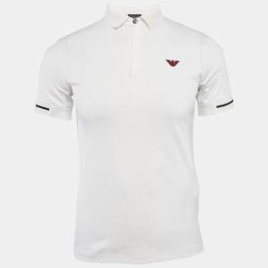 Pre Owned Emporio Armani White Cotton Polo T-Shirt S